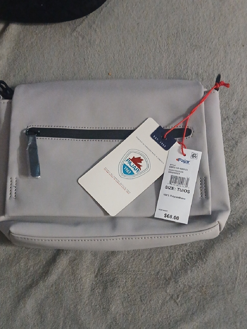 Pajar Men’s Light Gray Belt Bag with Front Zip
